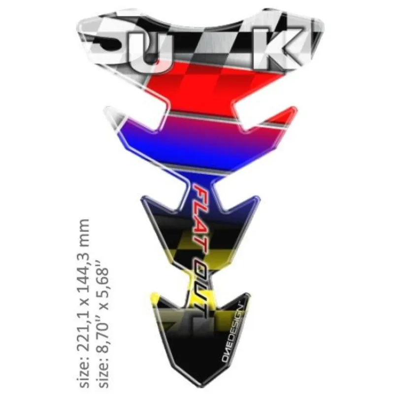 Značkový Samolepka - tank pad na nádrž motocyklu ONEDESIGN UNIVERSAL TANK PAD GLOSS RED/BLUE/BLACK/YELLOW/WHITE - SUZUKI DESIGN