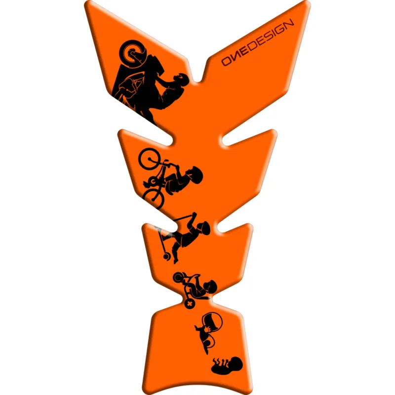 Akční Cena a Samolepka - tank pad na nádrž motocyklu ONEDESIGN TANKPAD MOON FLUO ORANŽOVÁ 123mm x 213,8mm