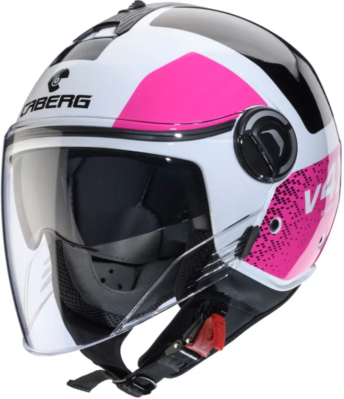 Caberg Riviera V4 X Alpha Trysková přilba černá/bílá/růžová - M (57/58) Časově Omezené