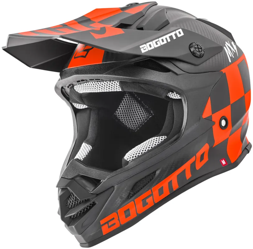 Originální Bogotto V328 Xadrez Carbon Motokrosová přilba Černá/oranžová - 2XL