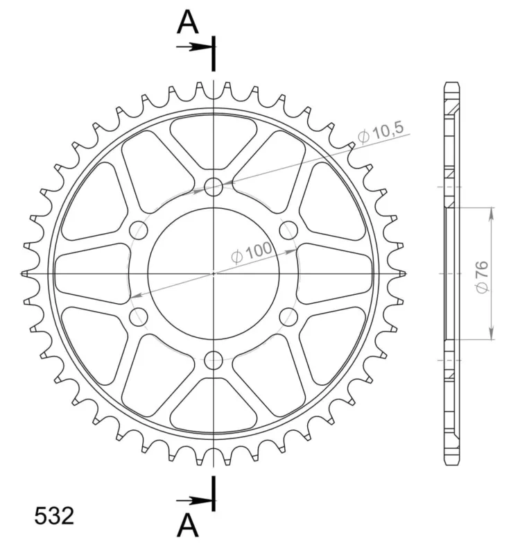 Řetězová rozeta SUPERSPROX RFE-827 42-BLK černý 42 zubů, 532 Must-Have