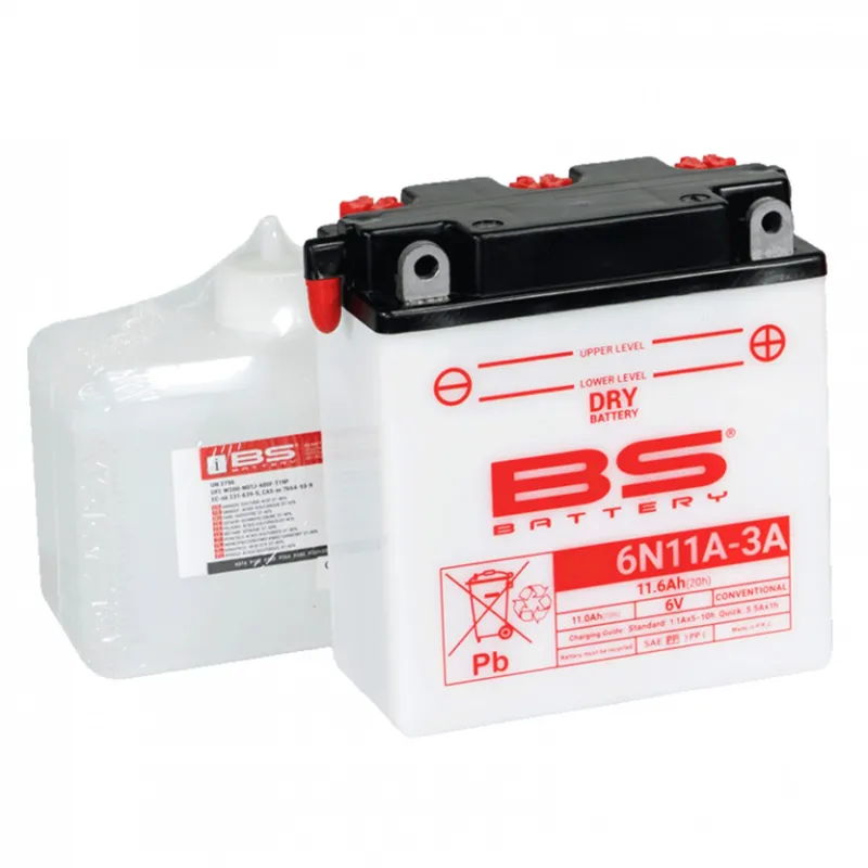 Konvenční motocyklová baterie BS-BATTERY 6N11A-3A Včetně balení kyseliny Cenová Bomba