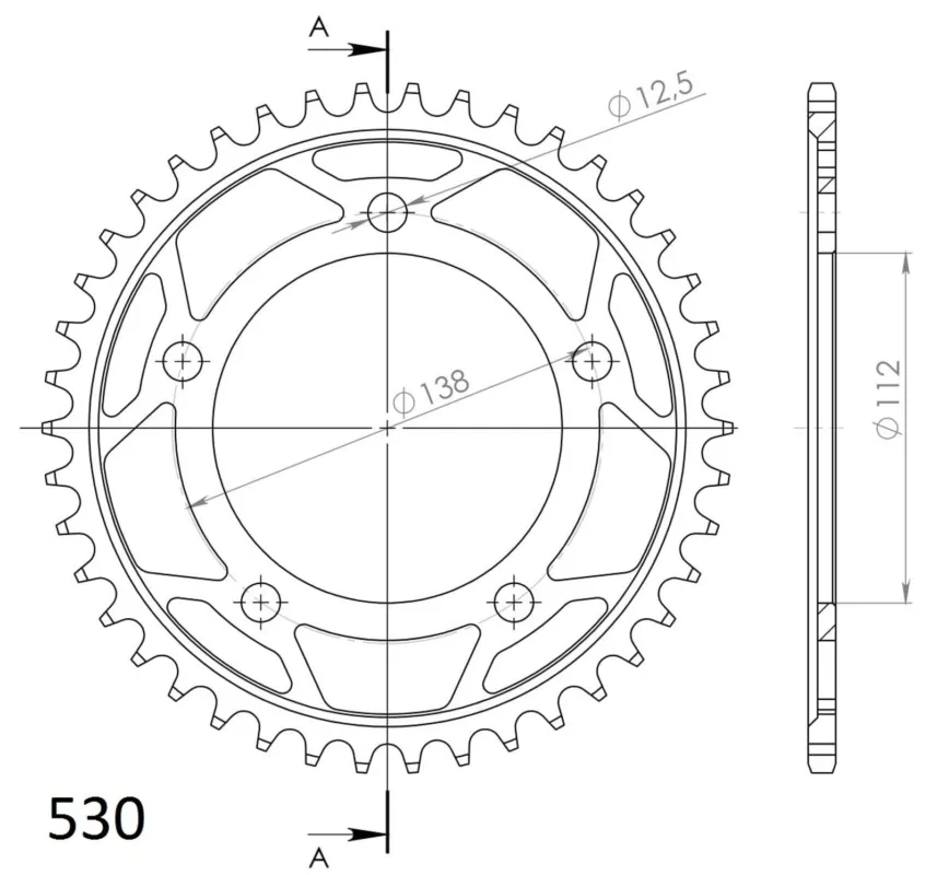 Řetězová rozeta SUPERSPROX RFE-302 42-BLK černý 42 zubů, 530 Aktuální
